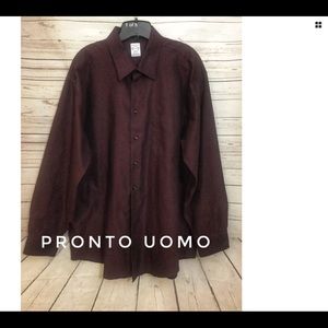 ⬇️$20 Pronto Uomo Burgundy Dress Shirt Size 17.5